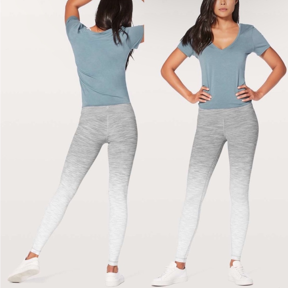 Lululemon Wunder Under Hi-Rise Tight Leggings Full-On Luon Ombre Gray White 6